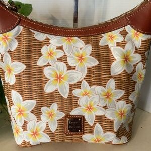 Dooney & Bourke Coated Cotton White Plumeria Hobo Bag